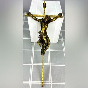 Cross Corpus Crucifix INRI Jesus Religious Wall Decor Brass Antiqued Bronze Tone